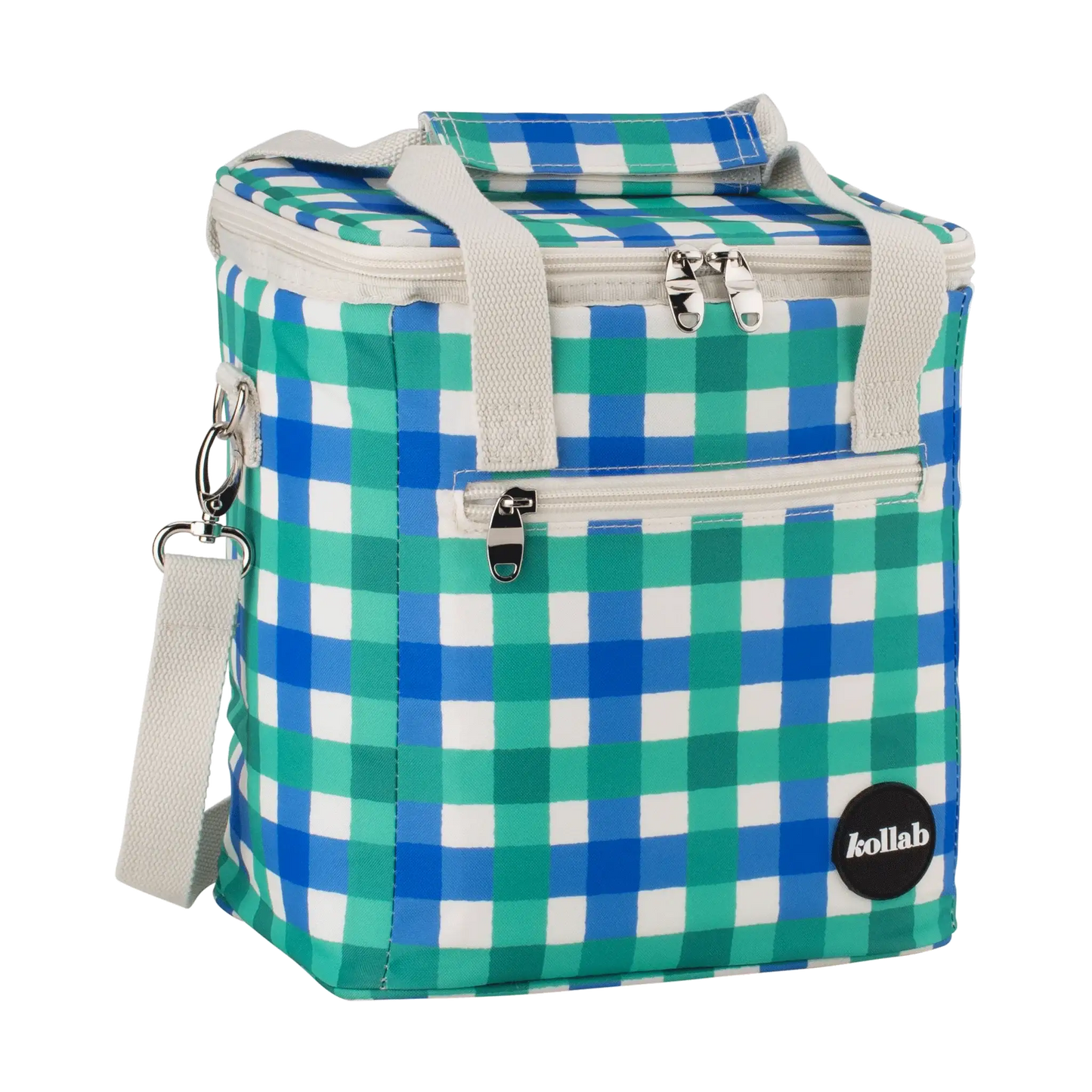 Kollab Mini Cooler Green Blue Check