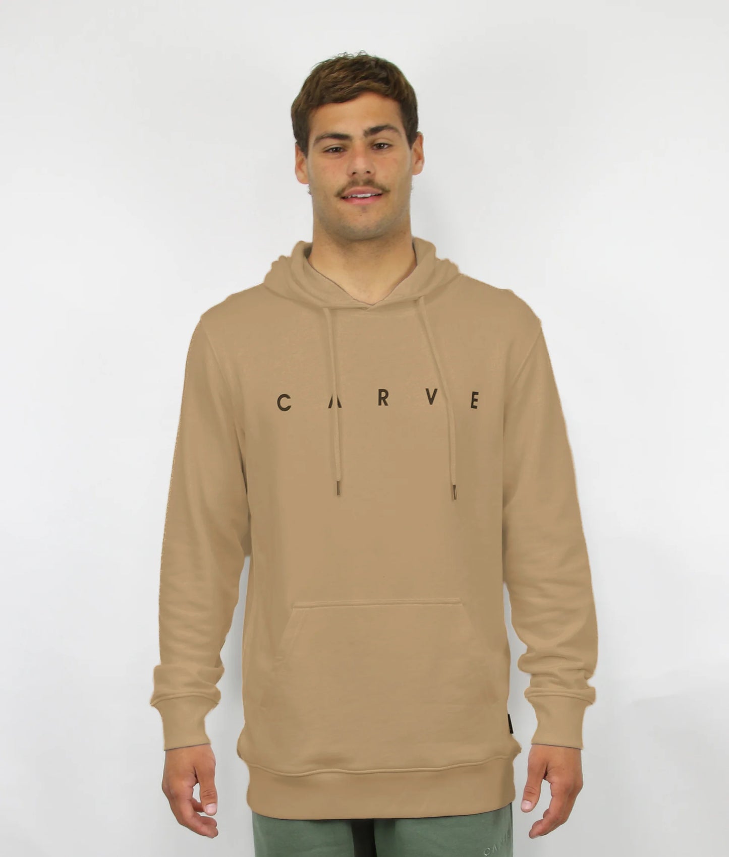 Carve Legacy Hulks Pull Over Fleece Hoodie – caramel fleece hoodie with Carve graphic print, designed for larger men