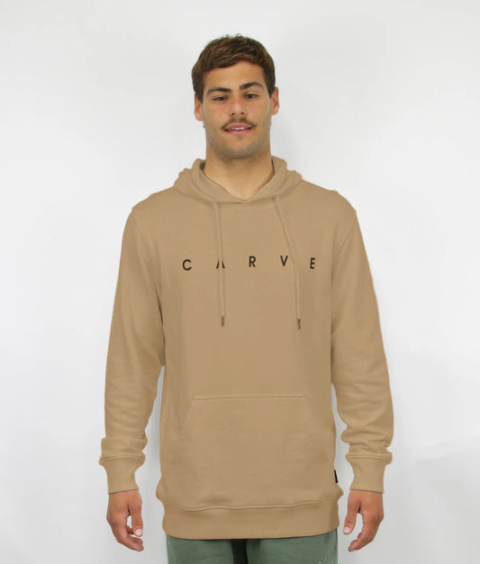 Carve Legacy Hulks Pull Over Fleece Hoodie – caramel fleece hoodie with Carve graphic print, designed for larger men