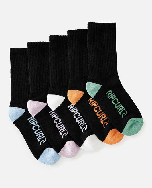 Rip Curl School Crew Socks Pk5 Boys