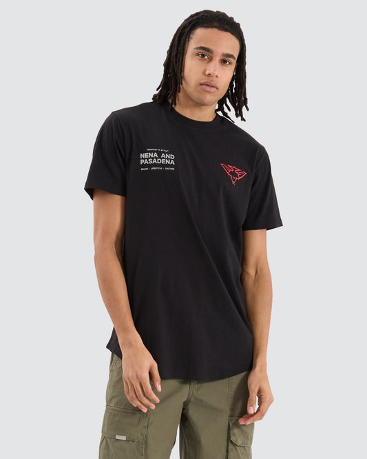 Front view of the NXP Essendon Dual Curved Tee with NXP and Essendon logos on the chest.