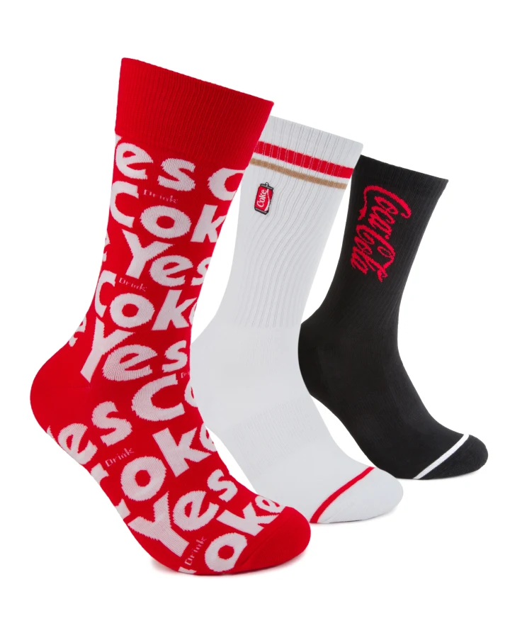 Foot-ies Coca Cola Reto Sneaker Socks 3Pk Gift Can