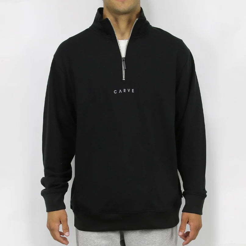 Carve Locals Boys 1/4 Zip Sweatshirt – navy fleece pullover with carve logo