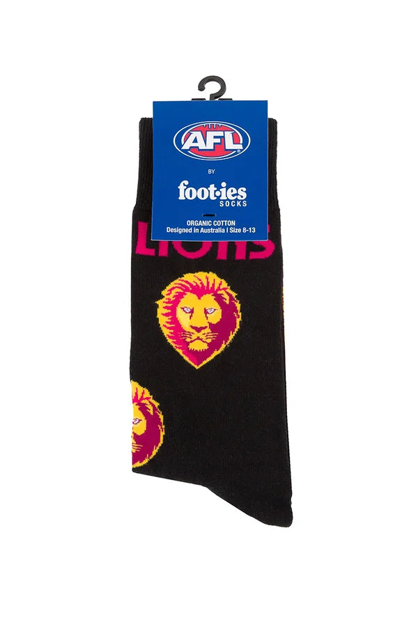 Foot-ies Brisbane Lions Mascit Organic Cotton Socks