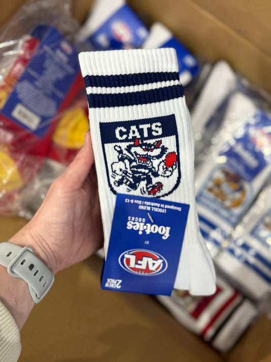 Foot-ies Geelong Cats Retro Sneaker Socks 2pk