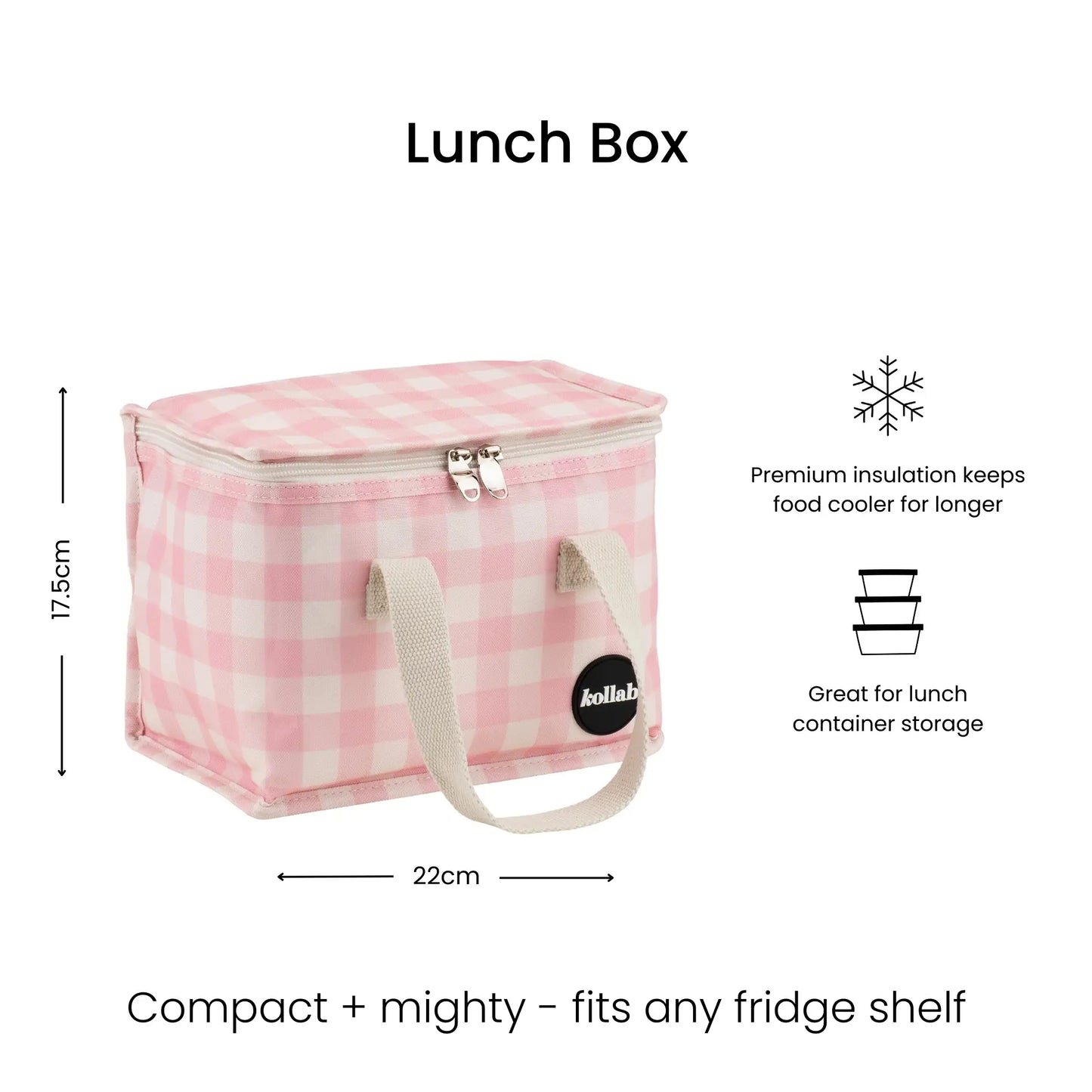 Kollab Lunch Bag Candy Pink Check