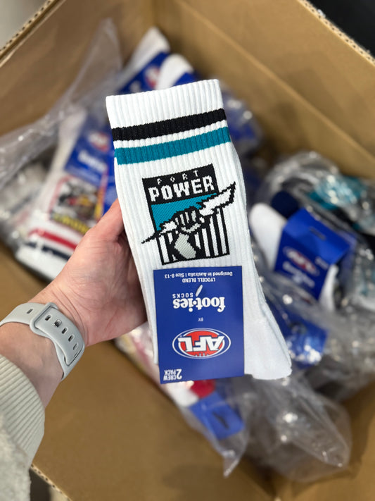 Foot-ies Port Adelaide Power Retro Sneaker Socks 2pk