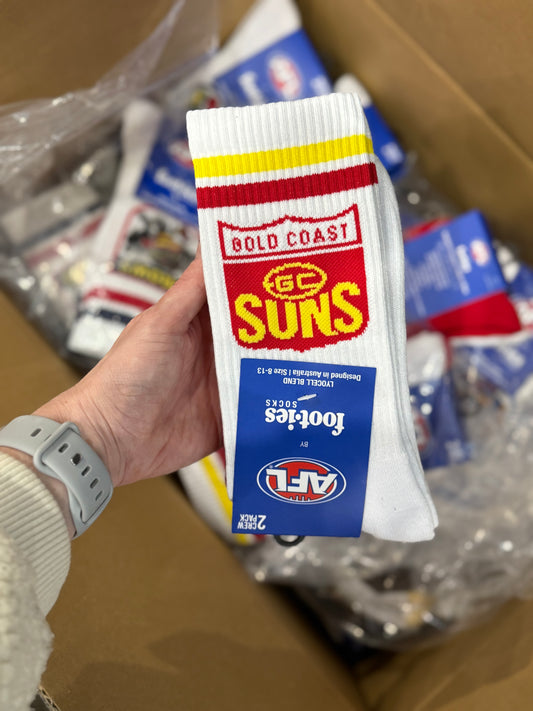 Foot-ies Gold Coast Suns Retro Sneaker Socks 2pk