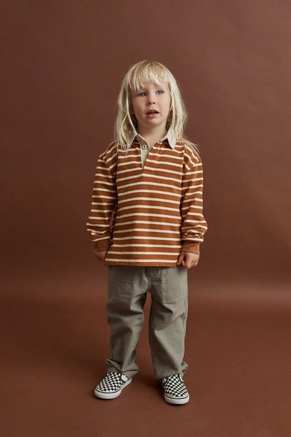 Rhythm Kids Stripe LS Rugby Polo