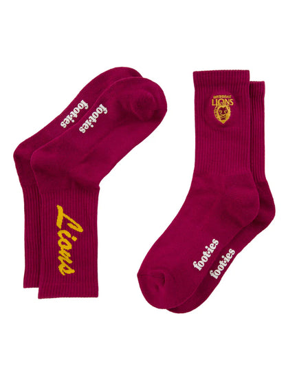 Foot-ies Brisbane Lions Sneaker Socks 2pk
