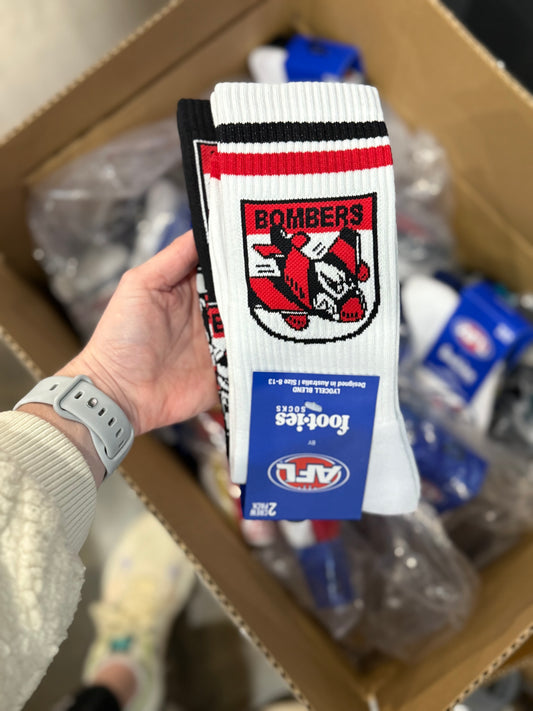 Foot-ies Essendon Bombers Retro Sneaker Socks 2pk