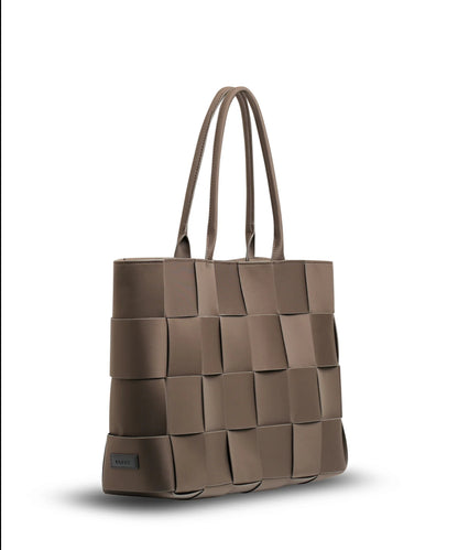 Prene The Holiday Woven Large Tote Bag - Cocoa, Angle