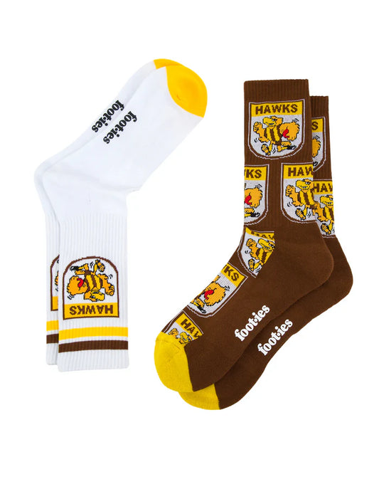 Foot-ies Hawthorn Hawks Retro Sneaker Socks 2pk