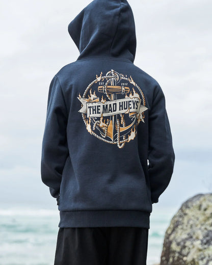 The Mad Hueys Flame Anchor Youth Hooded Pullover