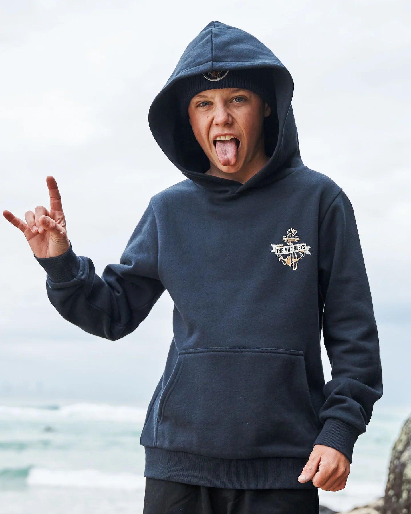 The Mad Hueys Flame Anchor Youth Hooded Pullover