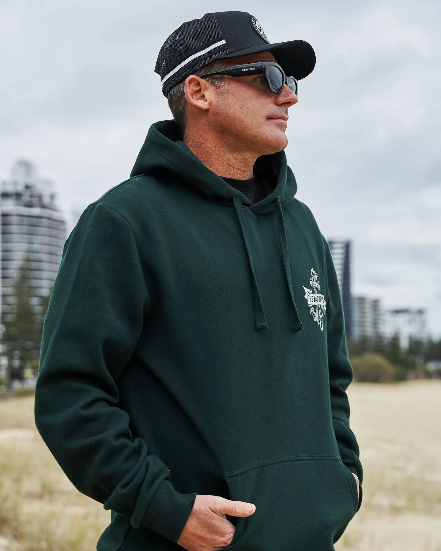 The Mad Hueys Flame Anchor Hooded Pullover