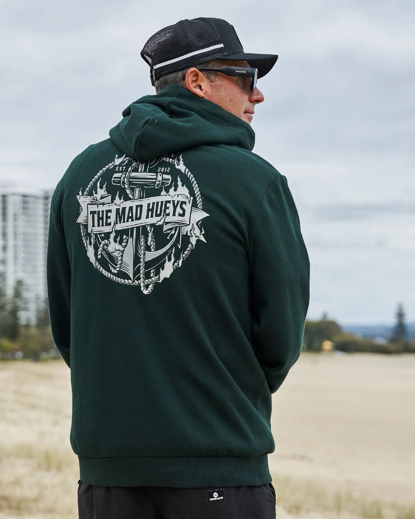 The Mad Hueys Flame Anchor Hooded Pullover