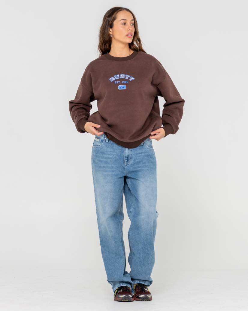 Rusty College Dropout Oversized Crew Fleece