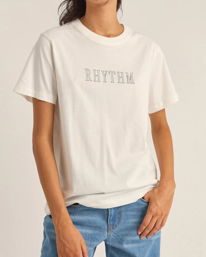 White Rhythm Flagship Boyfriend Tee worn by model