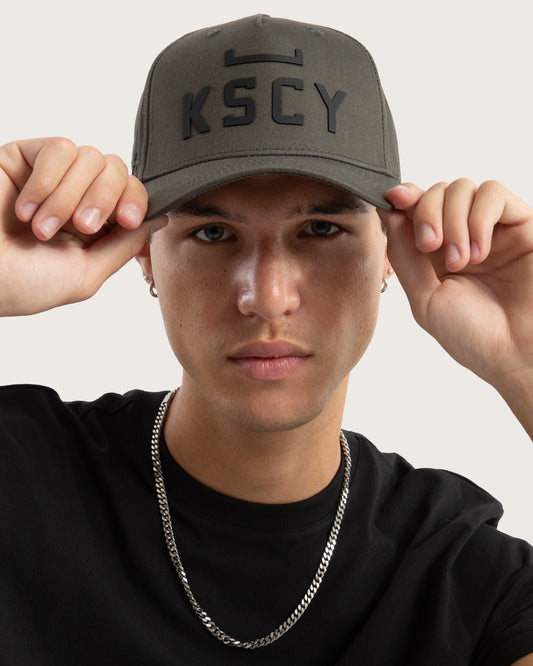 Kiss Chacey Divinity Cap with embroidered logo, adjustable strapback, neutral tones