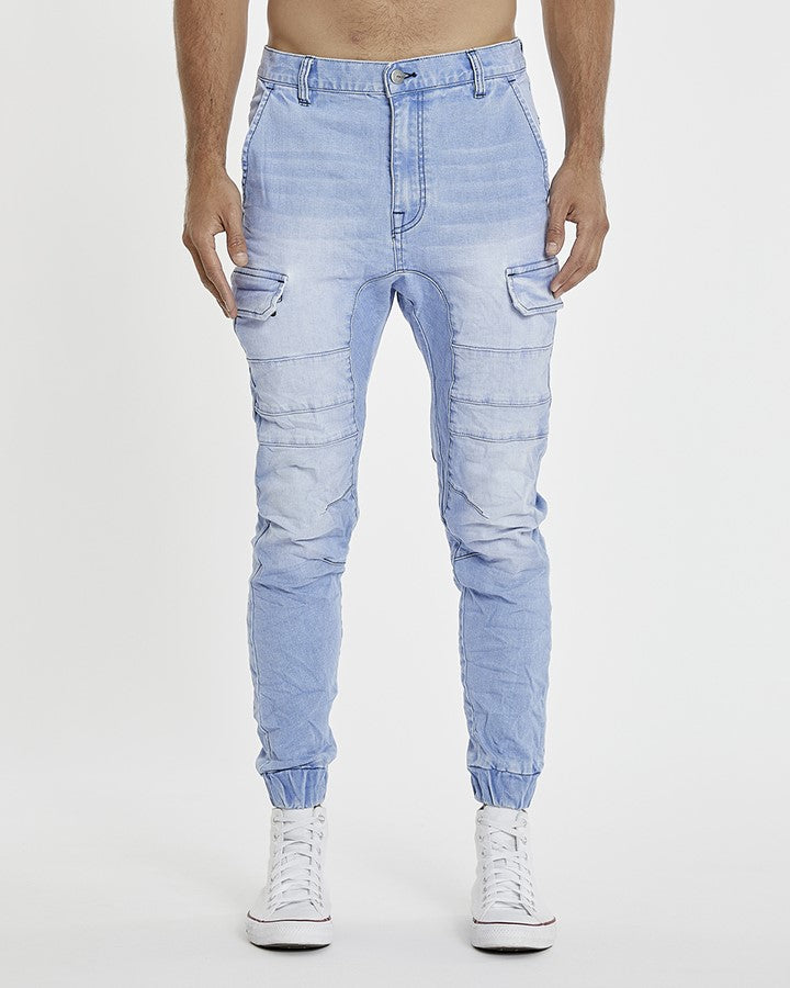 SCY Salem Cargo Jogger Pant in crystal blue with modern jogger fit and side pockets