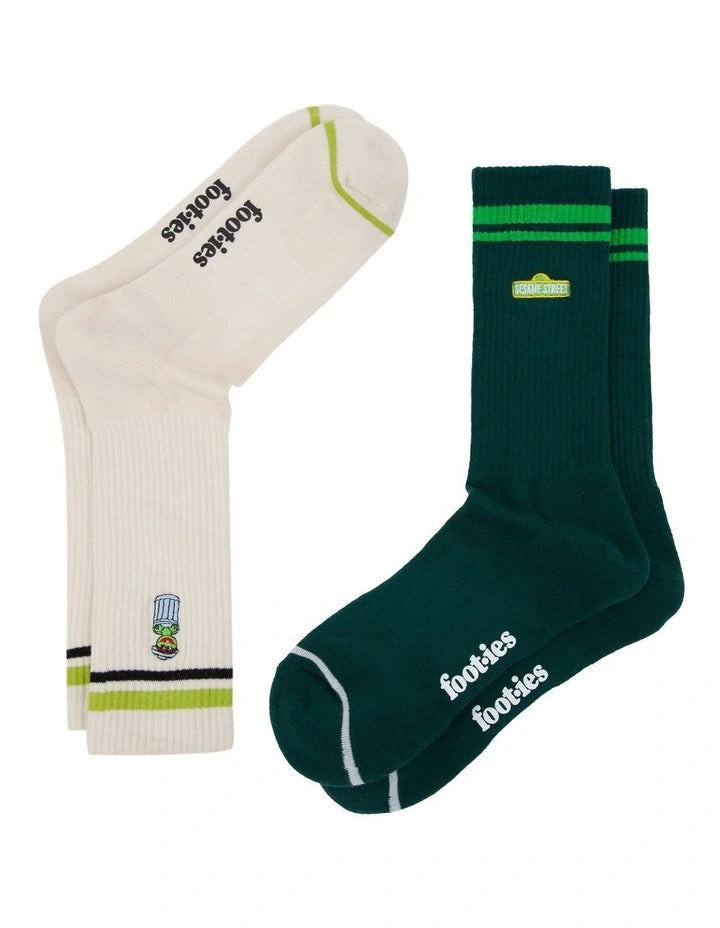 Foot-ies Oscar The Grouch Sneaker Socks 2PK