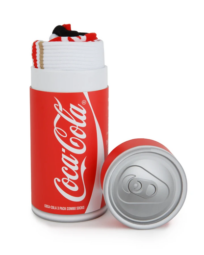 Foot-ies Coca Cola Reto Sneaker Socks 3Pk Gift Can