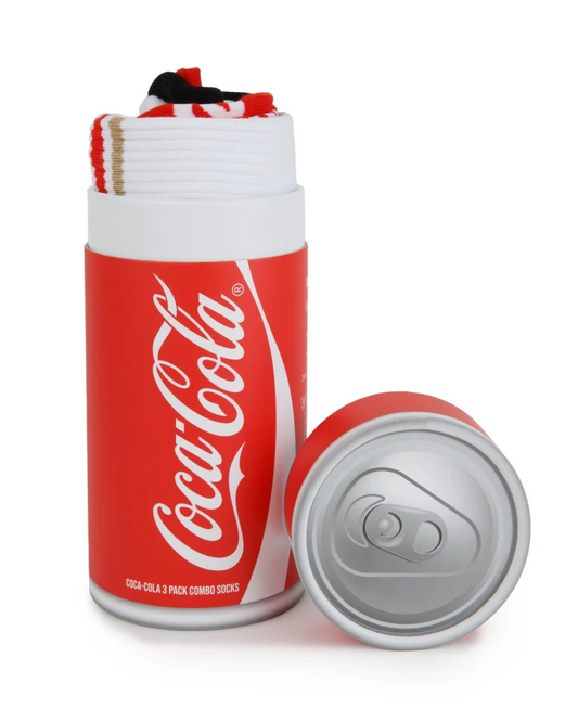 Foot-ies Coca Cola Reto Sneaker Socks 3Pk Gift Can