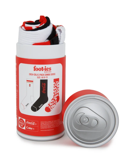 Foot-ies Coca Cola Reto Sneaker Socks 3Pk Gift Can