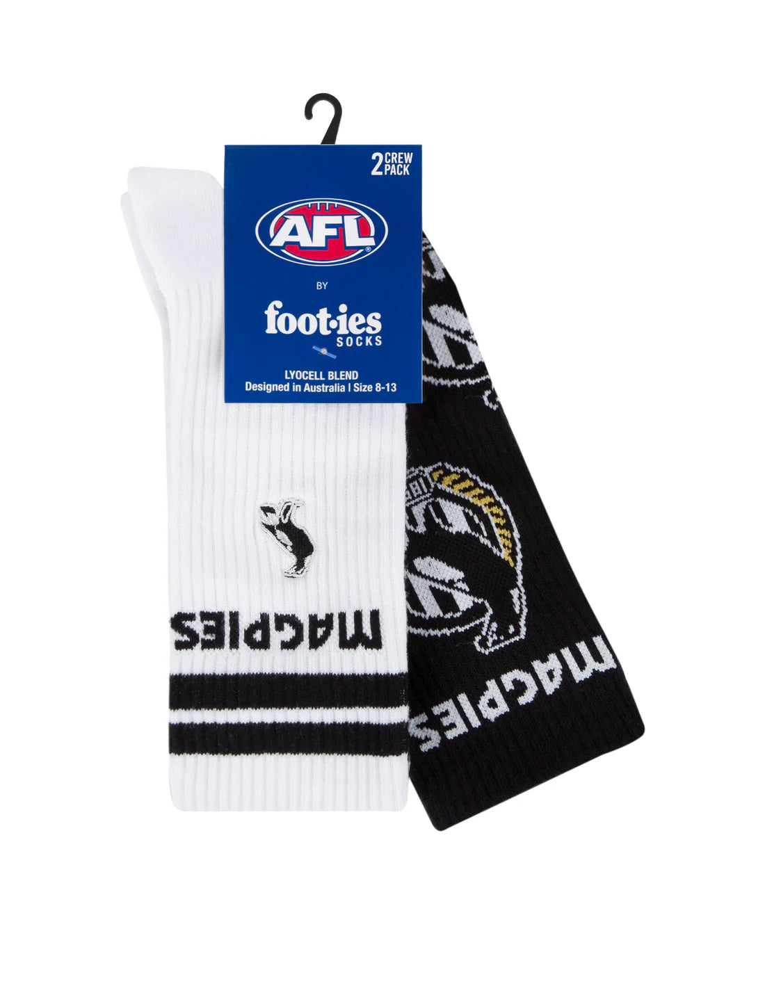 Footies Collingwood Magpies Mascot Sneaker Socks 2pk