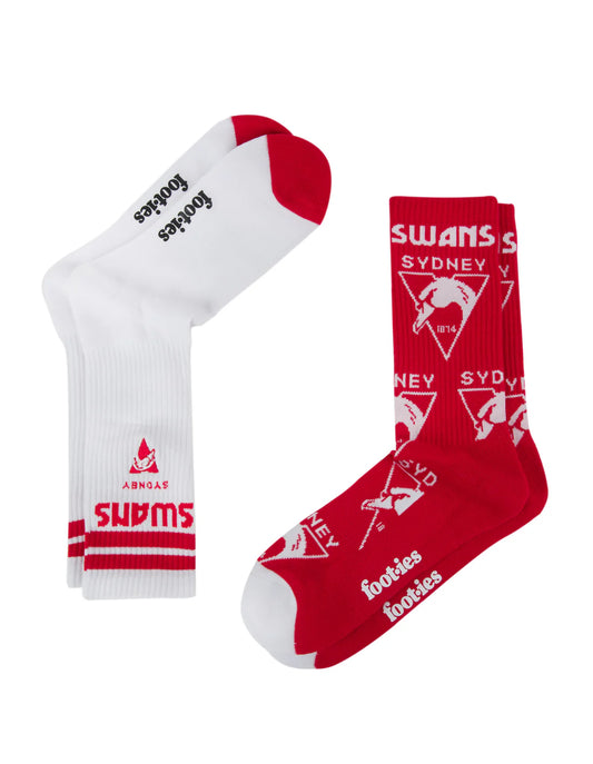 Footies Sydney Swans Mascot Sneaker Socks 2pk