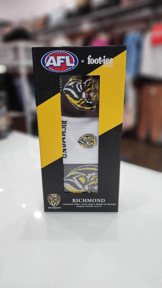 Footies Richmond Tigers 3pk Combo Socks