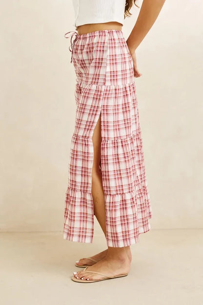Rhythm Chelsea Check Tiered Maxi Skirt