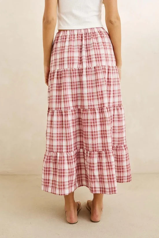 Rhythm Chelsea Check Tiered Maxi Skirt