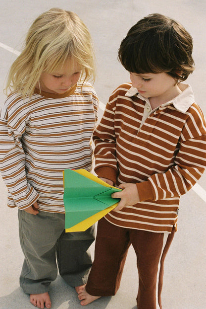Rhythm Kids Stripe LS Rugby Polo