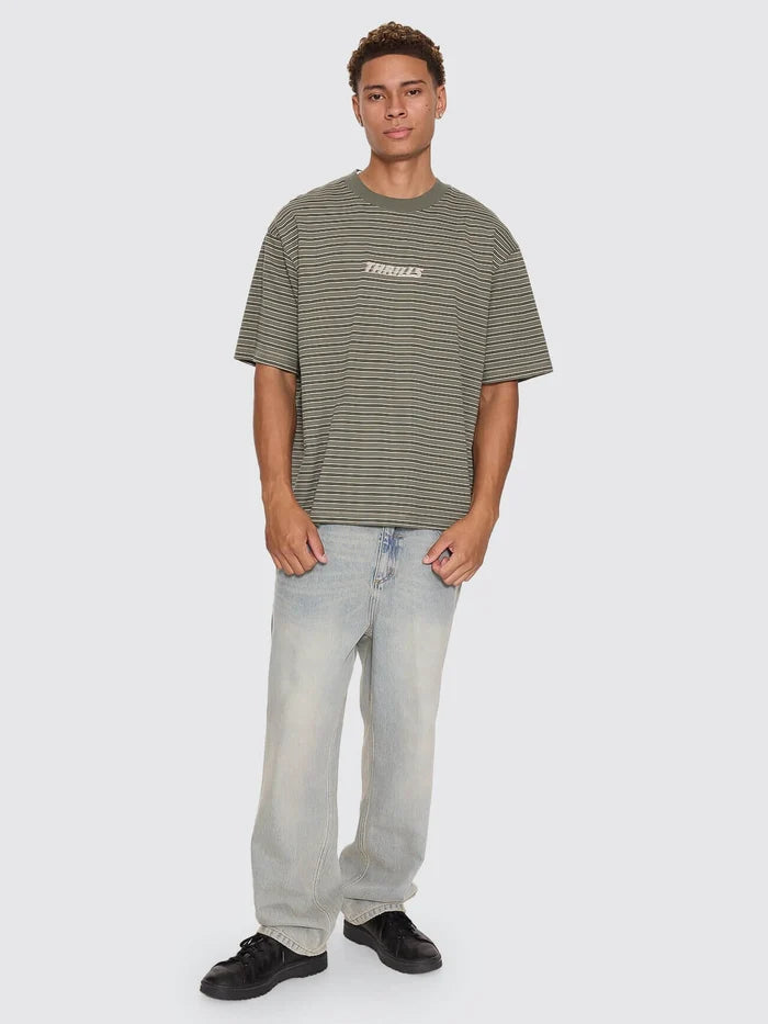 Thrills Co Built To Last Stripe Oversize Box Crop Tee