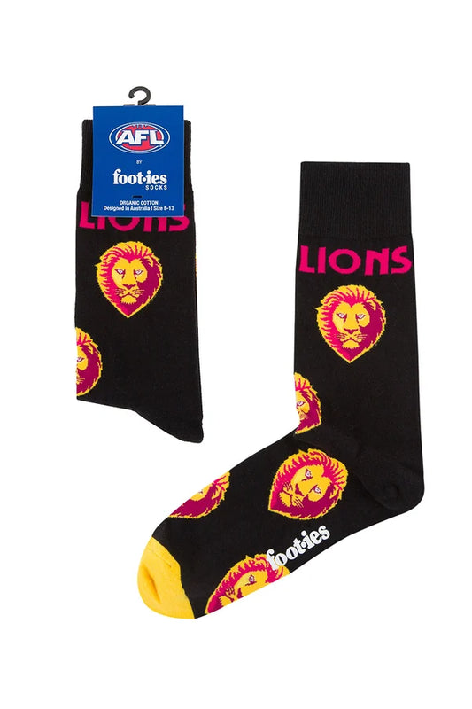 Foot-ies Brisbane Lions Mascit Organic Cotton Socks