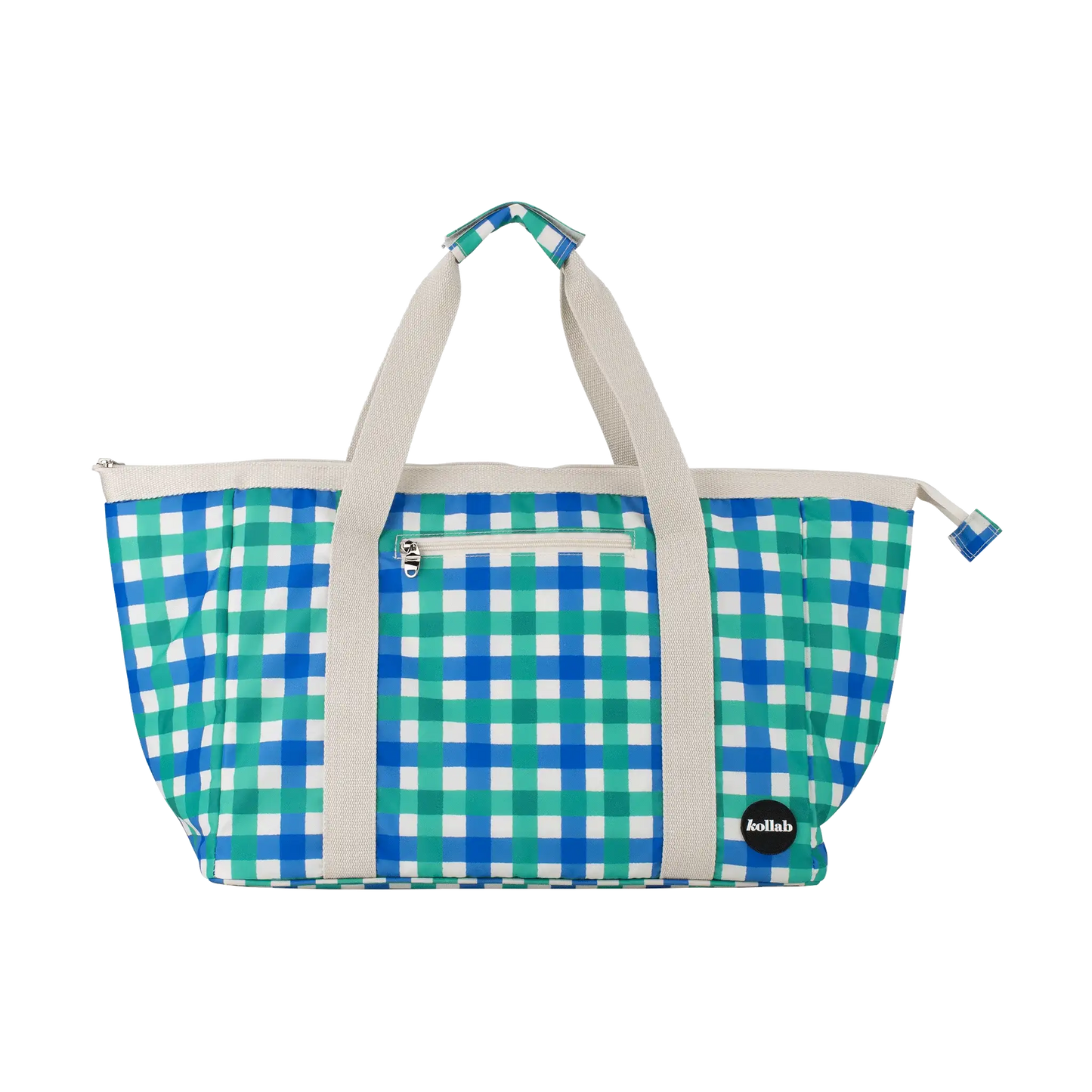 Kollab Tote Bag Green Blue Check
