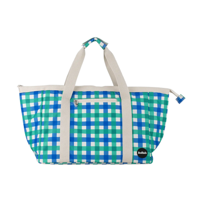 Kollab Tote Bag Green Blue Check