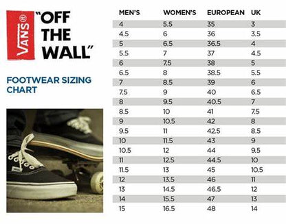 Size Chart, Vans